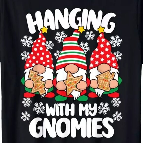 Hanging With My Gnomies Christmas Gnomes 2024 Funny Xmas Family T-Shirt - Picture 3 of 3